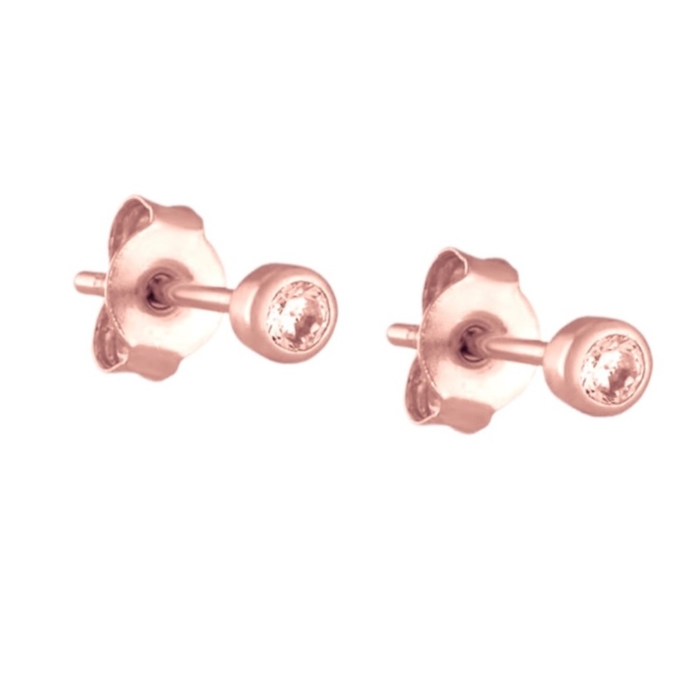 Morganite 3mm Tiny Stud Earrings Rose Gold 0.20 ct. Minimalist Blaze Bleu